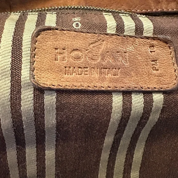 HOGAN Dist. COGNAC Imp. Crinkled LTR Handbag-Pre Owned Vintage**** - Picture 13 of 16